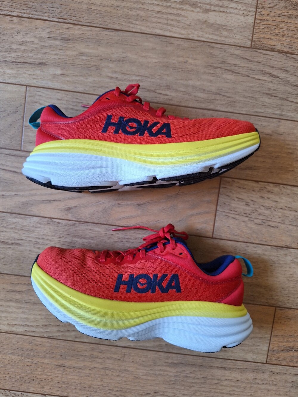 HOKA Bondi 8 Men's Red & Yellow  Size 8D - Picture 8 of 12